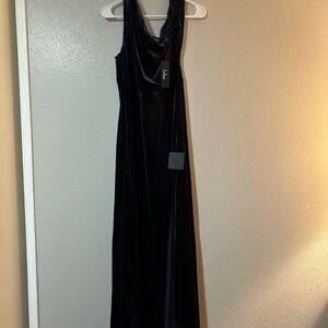 Lulu's Blue Maxi Gown with Cowl Neck and Sleeveless Design for Cocktail